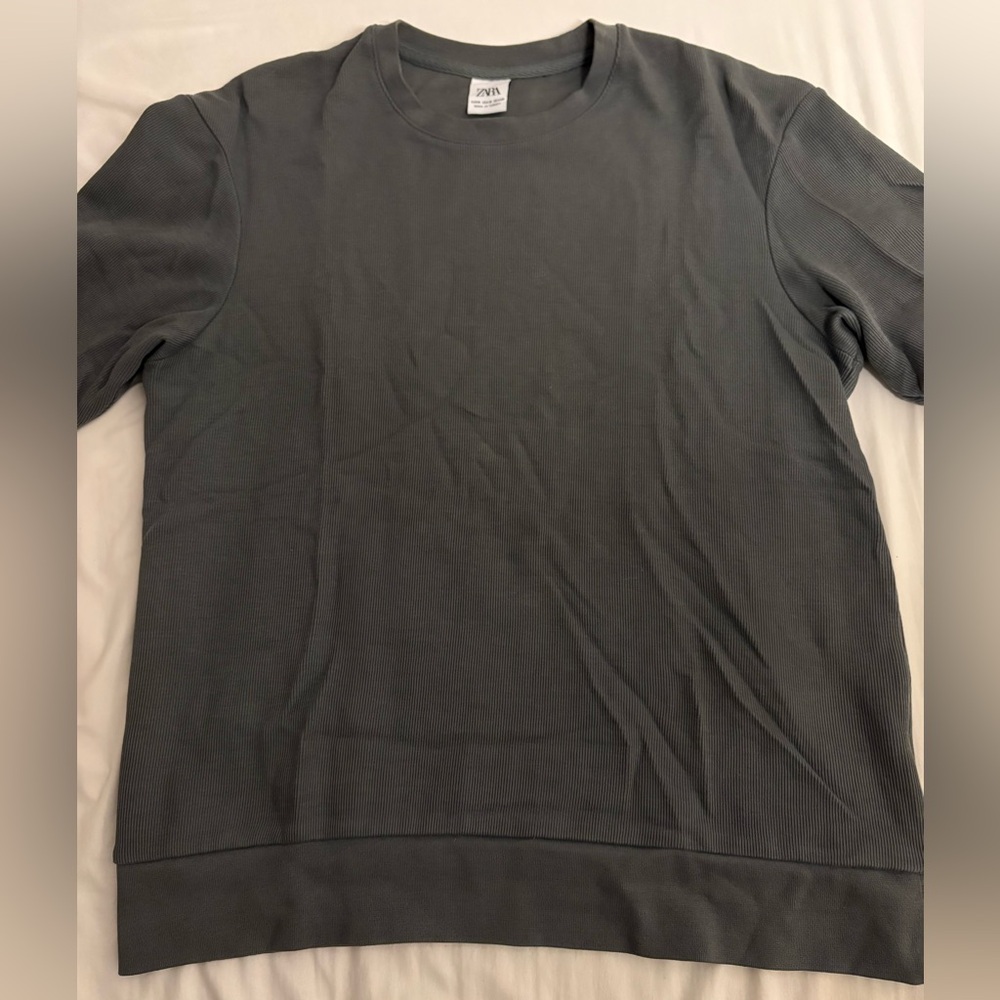 zara charcoal short sleeve sweater
